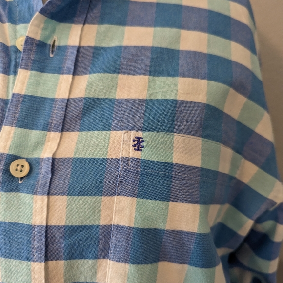 Men's Izod Saltwater Button Up -Green and Blue - Picture 2 of 5